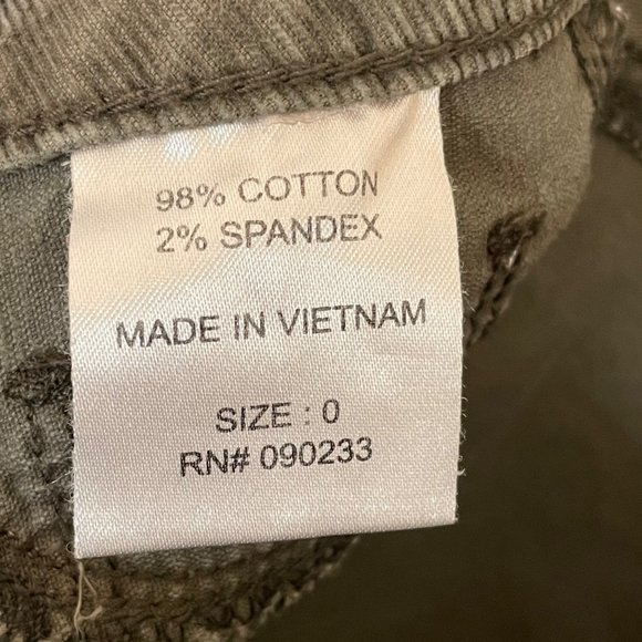 Roxy Womens Juniors Size 0 Corduroy Pants Low Rise Skinny Leg Zip Fly Pockets - Picture 10 of 11